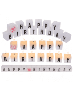 Vierkante kaarsjes happy birthday 50 